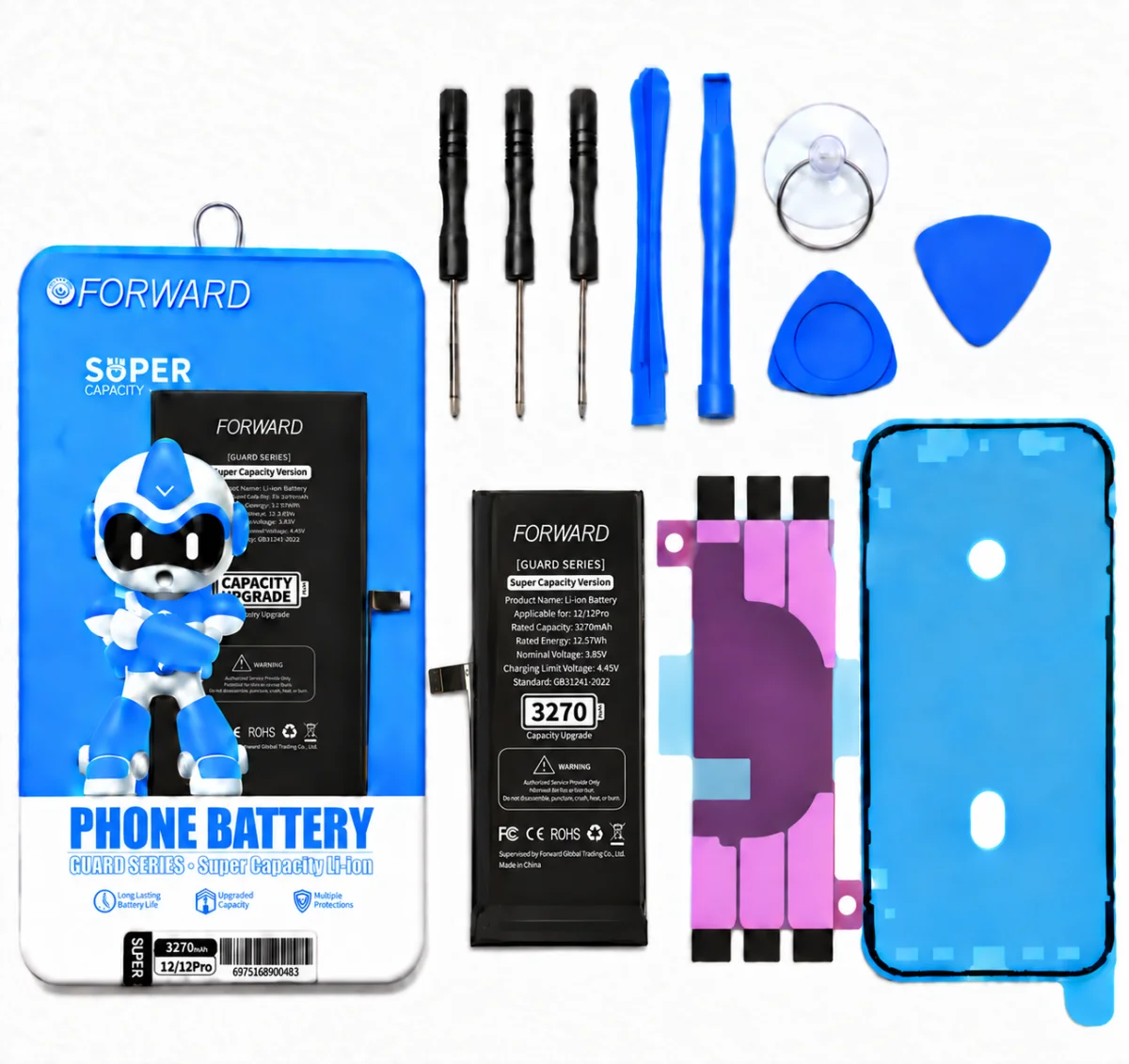 iPhone 12 / 12 Pro Batarya - Forward 3270 mAh Güçlendirilmiş Pil ve Tamir Seti