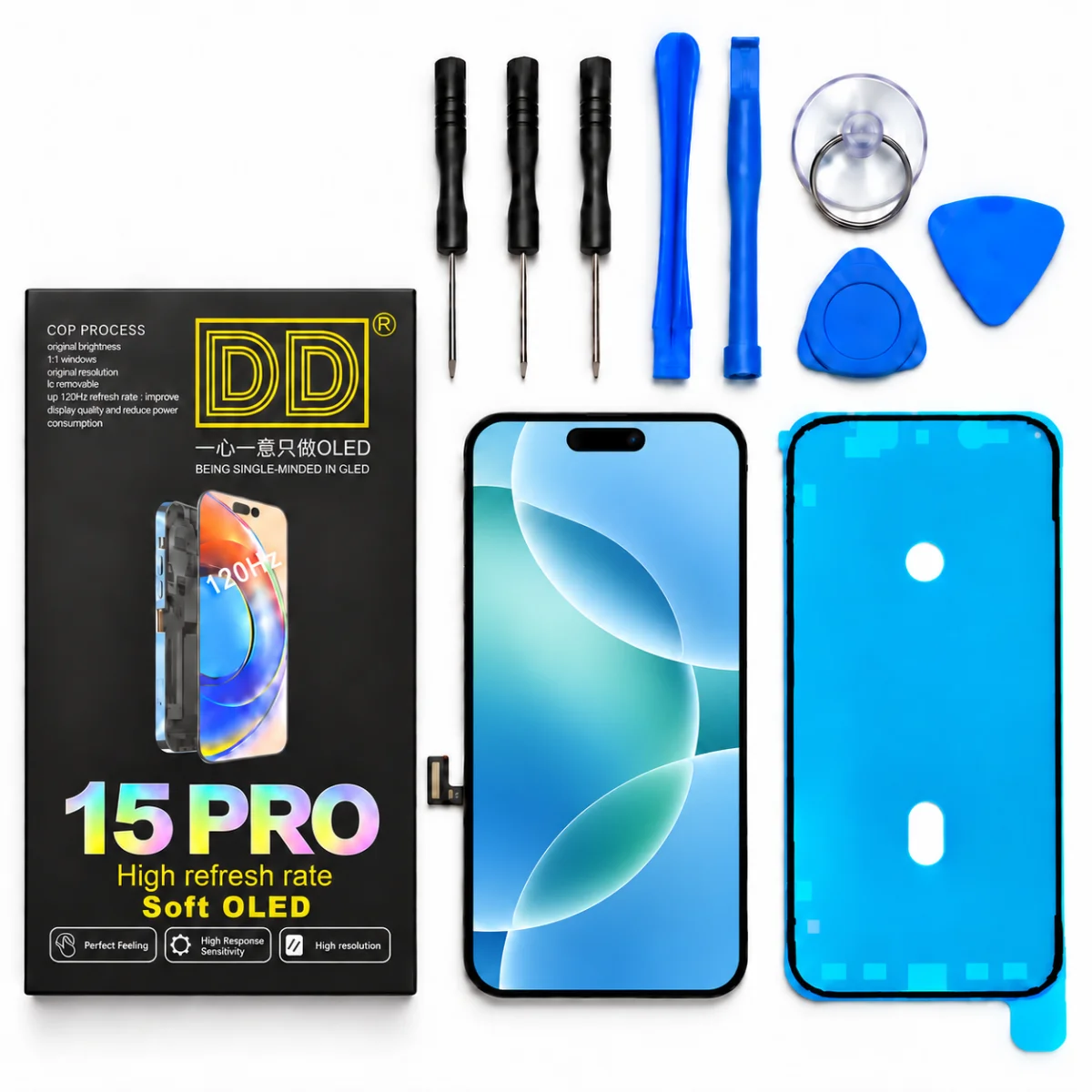 iPhone 15 Pro Ekran | DD - 120 Hz, Canlı Renkler ve Tamir Seti