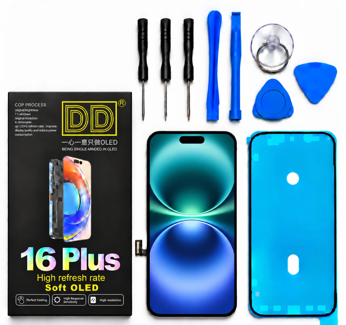 iPhone 16 Plus Ekran | DD - Canlı Renkler, Yüksek Hız ve Tamir Seti